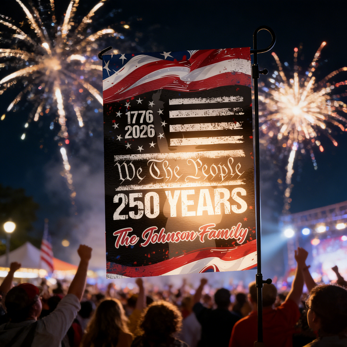 250 Years USA 250th Birthday 1776-2026 Personalized Garden Flag Gift for Family