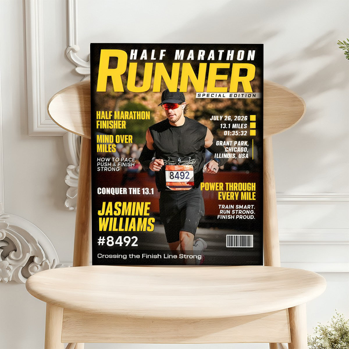 Half Marathon Runner Magazine Cover Poster, Running Milestone Gift, Unique Gifts For Runners