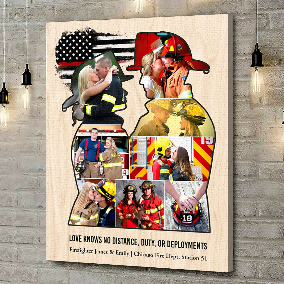 Personalized Firefighter Couple Gift, Custom Firefighter Husband Gift, Firefighter Family Sign, Fire Family Decor