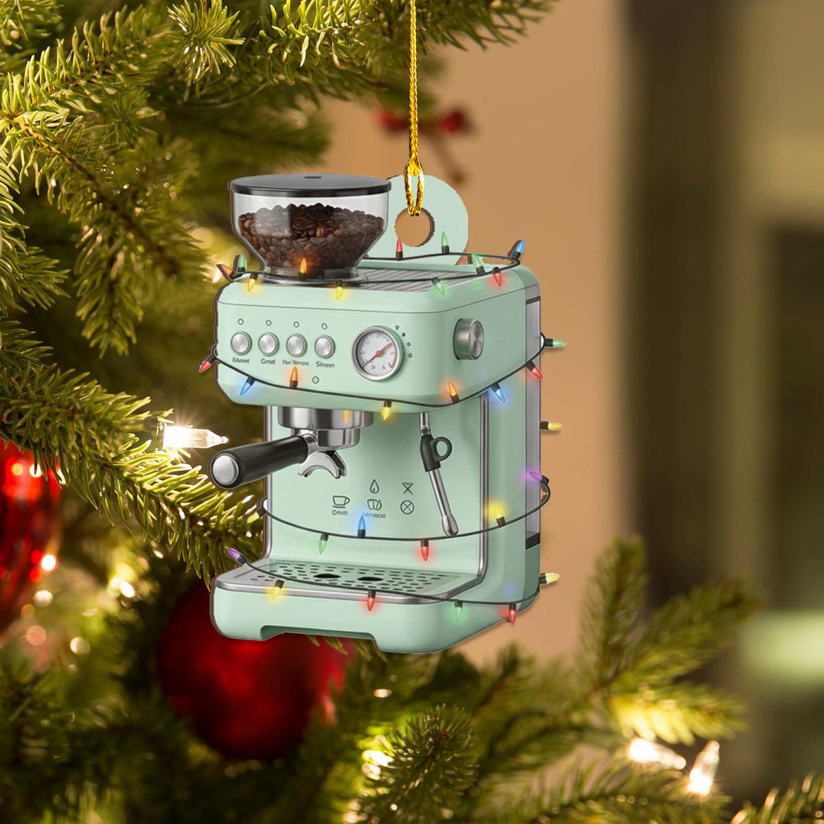 Personalized Custom Coffee Grinder Ornament: Barista Gift, Christmas Tree Decor