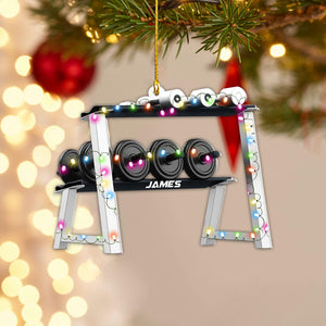 Personalized Gym Ornament, Christmas Fitness Lover Workout Gift for Him
