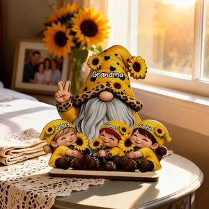 Grandma & Grandkids Sunflower - Personalized Wooden Plaque - Sentimental Gift for Grandma