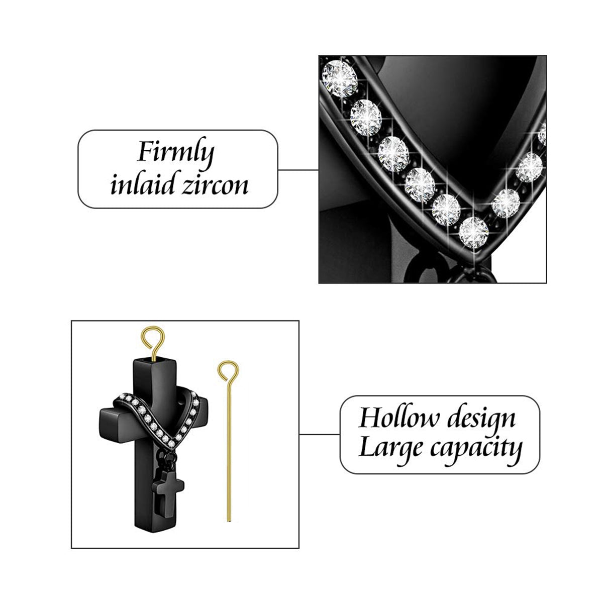 Eternal Embrace Memorial Black Urn Necklace