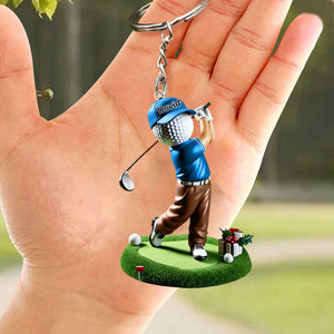 Custom Name Golf Acrylic Keychain, Golf Lover Gift