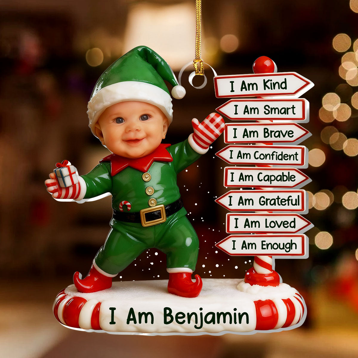 Tiny Elf Christmas - Personalized Acrylic Ornament