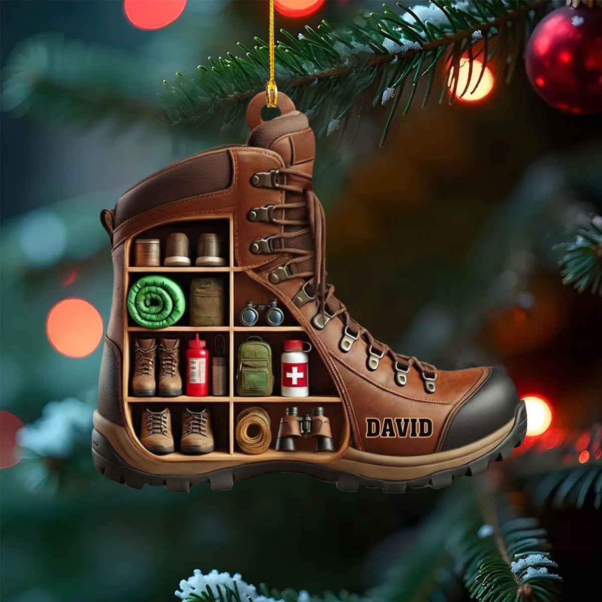 Give The Gift Of Adventure, Essential Gear, Personalized Acrylic Ornament, Gift For Campers And Hikers