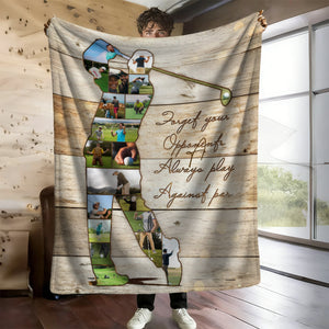 Personalized Golfer Photo Collage Blanket,Golf Coach Gift, Gift For Golf Lovers