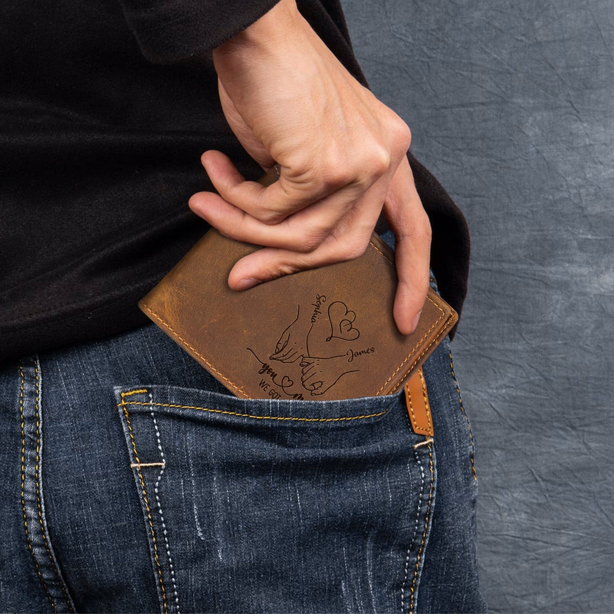 God Knew My Heart Needed You - Personalized Leather Couple Wallet