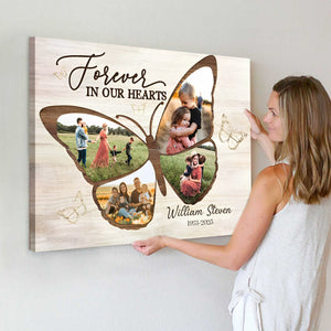 Personalized Butterfly Memorial Gifts, Memorial Gifts for Loss of Mother, In Loving Memory Canvas Poster