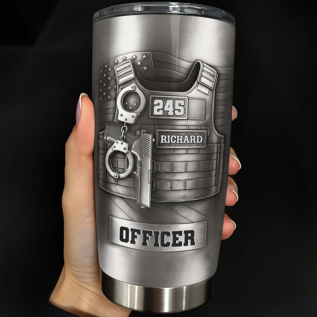 Police Officer, A Protector And Real-Life Superhero, Personalized Stainless Steel Tumbler, Gift For Law Enforcement