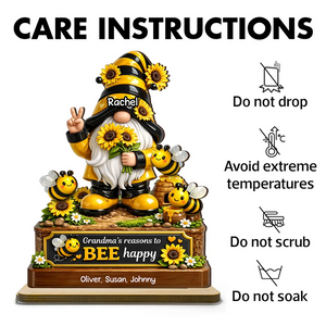 Grandma's Reasons to Bee Happy - Personalized Wooden Plaque - Heartfelt Gift for Grandma