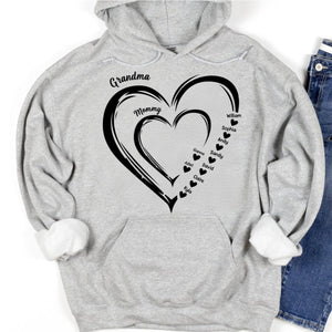 Personalized Heart In Heart grandma Pure cotton hoodie