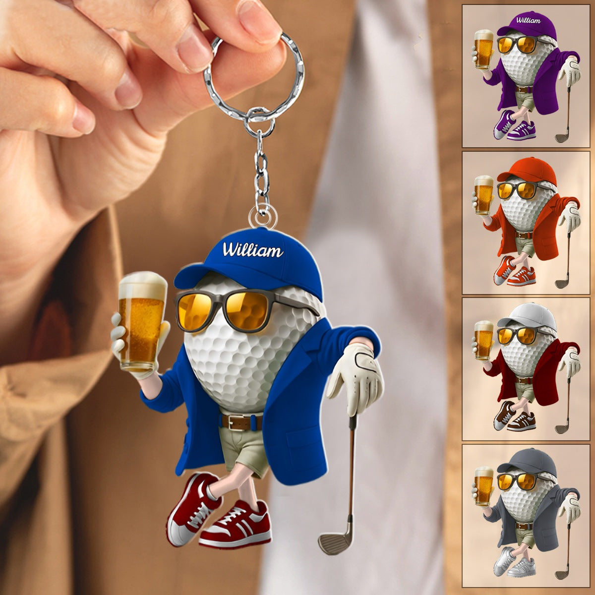Personalized Beer Golf Keychain For Golf Lovers