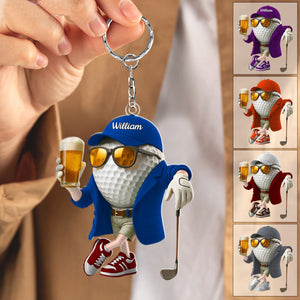 Personalized Beer Golf Keychain For Golf Lovers