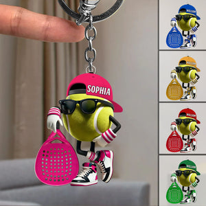 Personalized Custom Name Padel Acrylic Keychain, Gift for Tennis Lover