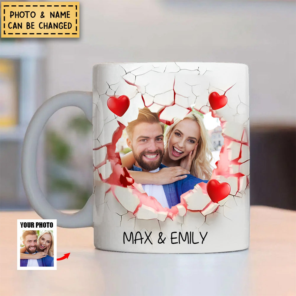Personalized Upload Your Photo Couple Heart Shape  Mug