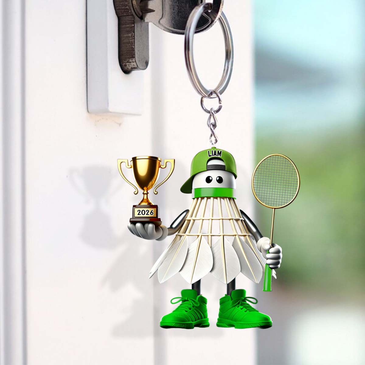 Badminton Lover Gift,Personalized Badminton Acrylic Keychain