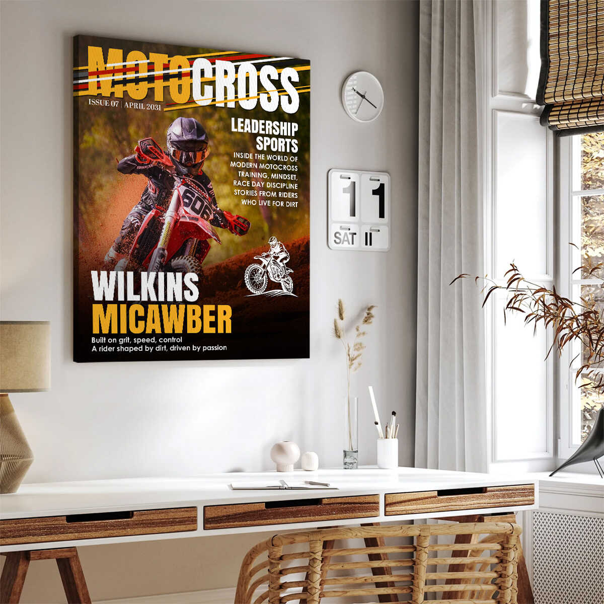 Personalized Motocross Magazine Cover Poster, Gift for Motocross Lovers, Custom Dirt Bike Rider Photo Gift