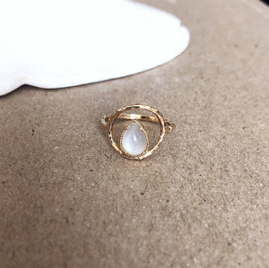 Natural Moonstone ring gold filled gem stone stacking dainty ring