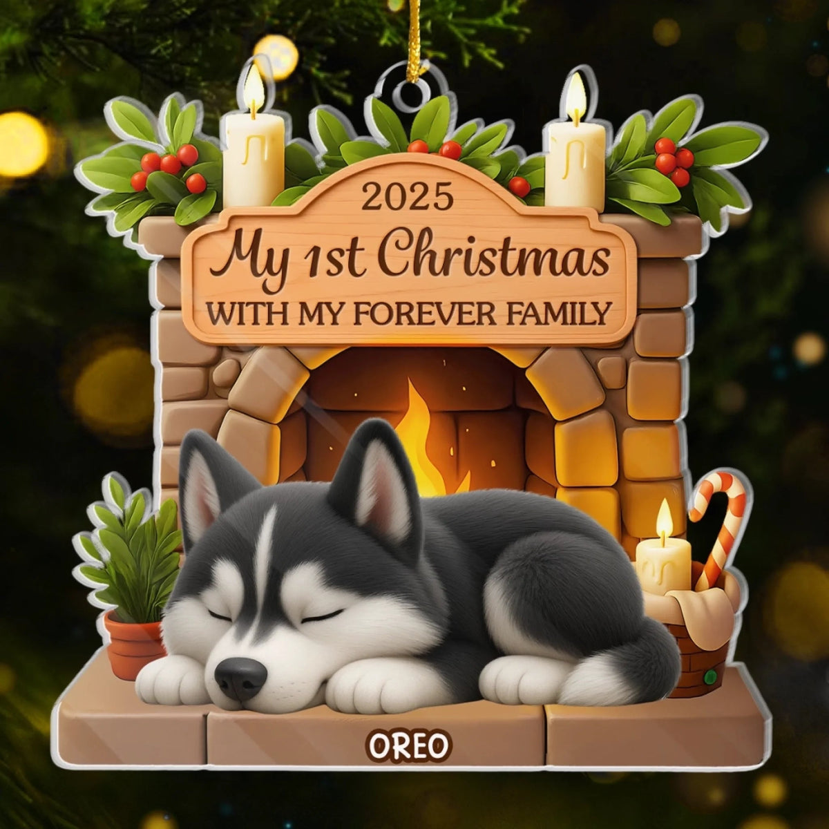 Custom First Christmas Acrylic Ornament - Personalized Christmas Birthday Gifts For Dog Lovers