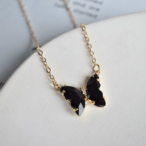 Crystal Butterfly Charm Necklace