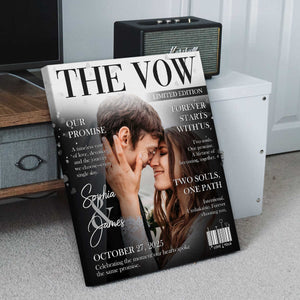 The Vow Magazine Cover, Custom Wedding Love Story Canvas, Romantic Couple Keepsake, Romantic Forever Gift