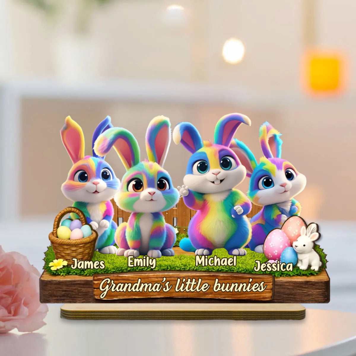 Grandma's Little Bunnies Easter Gift - Personalized Wooden Plaque
