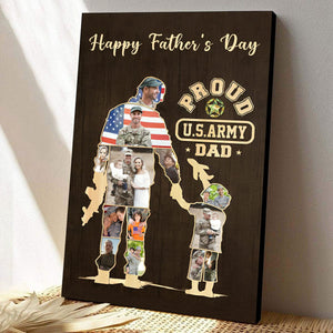 Personalized Army Dad and Son Canvas, Army Soldier Photo Collage Canvas