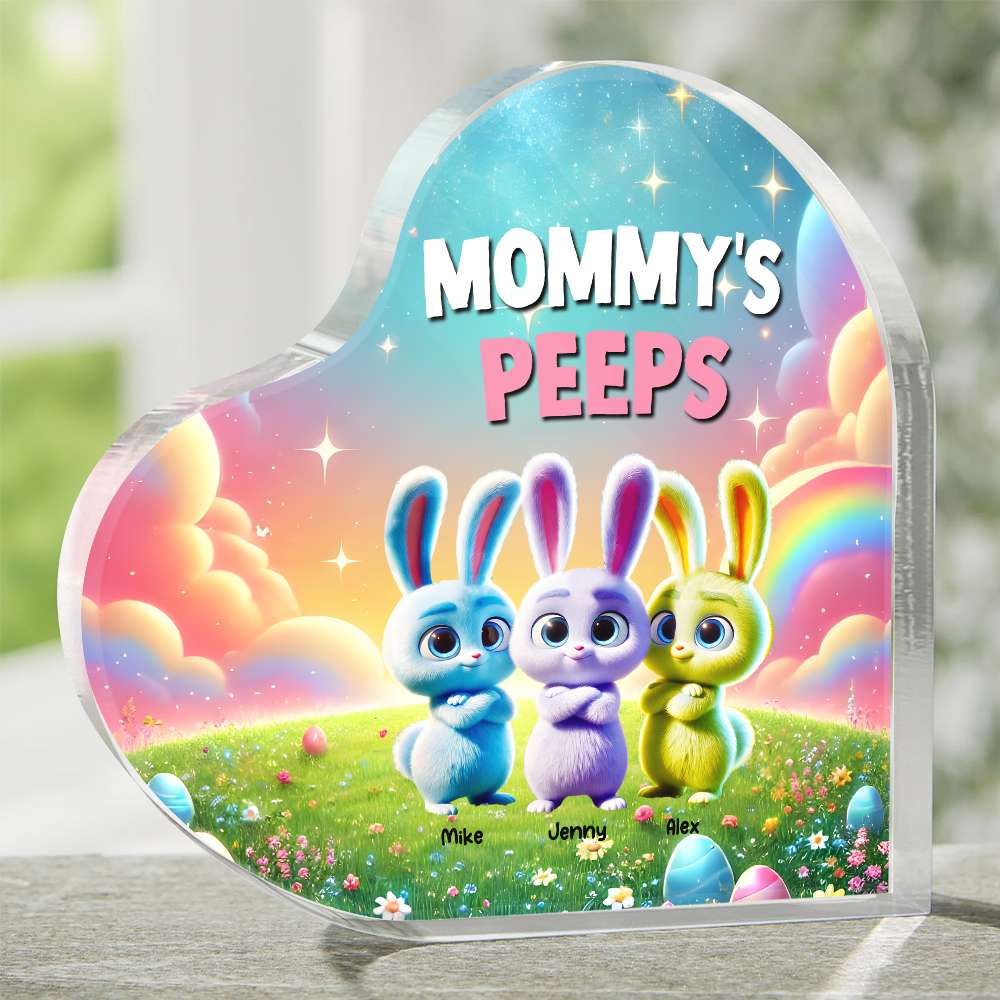 Personalized Gifts For Mom Heart Plaque, Bunny Easter Day