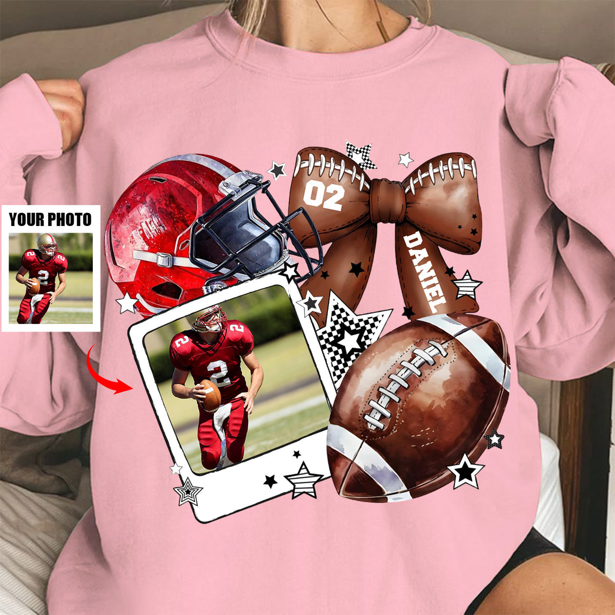 Custom Football Photo Personalized Sweatshirt Gift For Football Mom