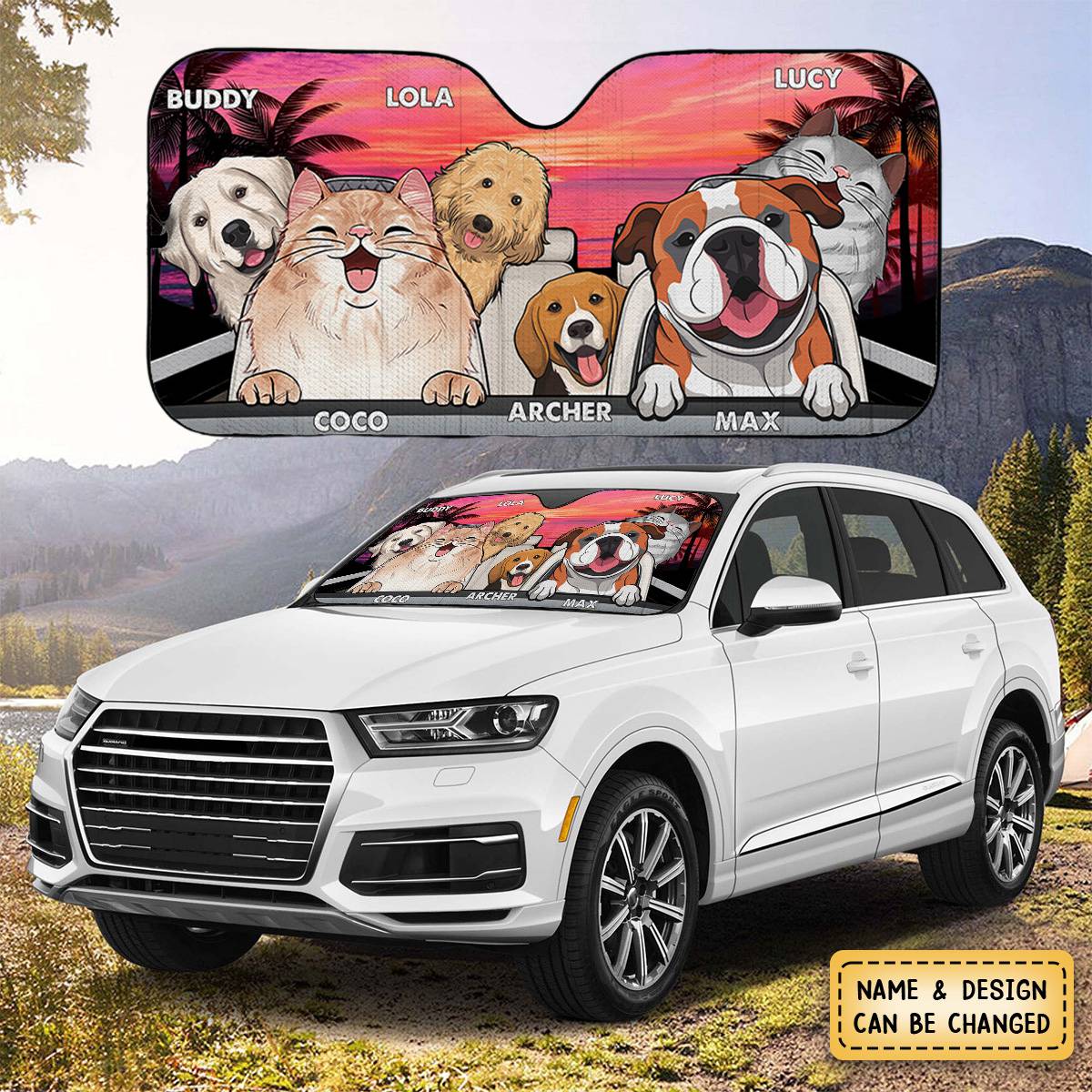 The Journey Of Life Is Sweeter When Traveled With A Dog - Dog & Cat Personalized Windshield Sunshade, Car Window Protector