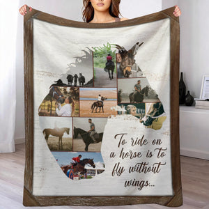 Personalized Horse Collage Photo Blanket Gift For Horse Riders, Horse Lover