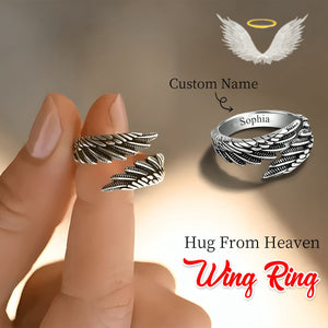 Personalized angel wing ring