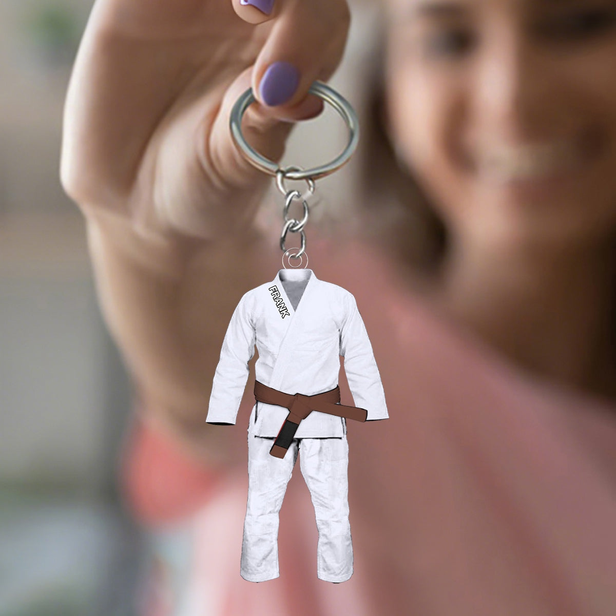Jiu Jitsu Uniform Custom Name Keychain - Gift For Jiu Jitsu Lovers