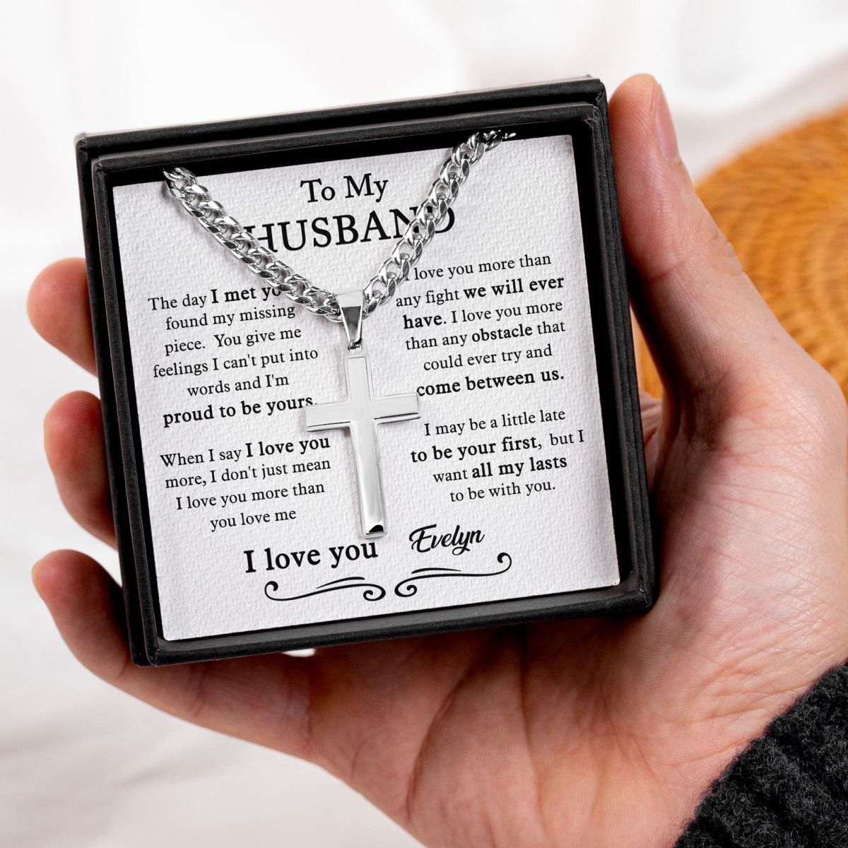 The Day I Met You I Found My Missing Piece - Personalized Cross Necklace With Card