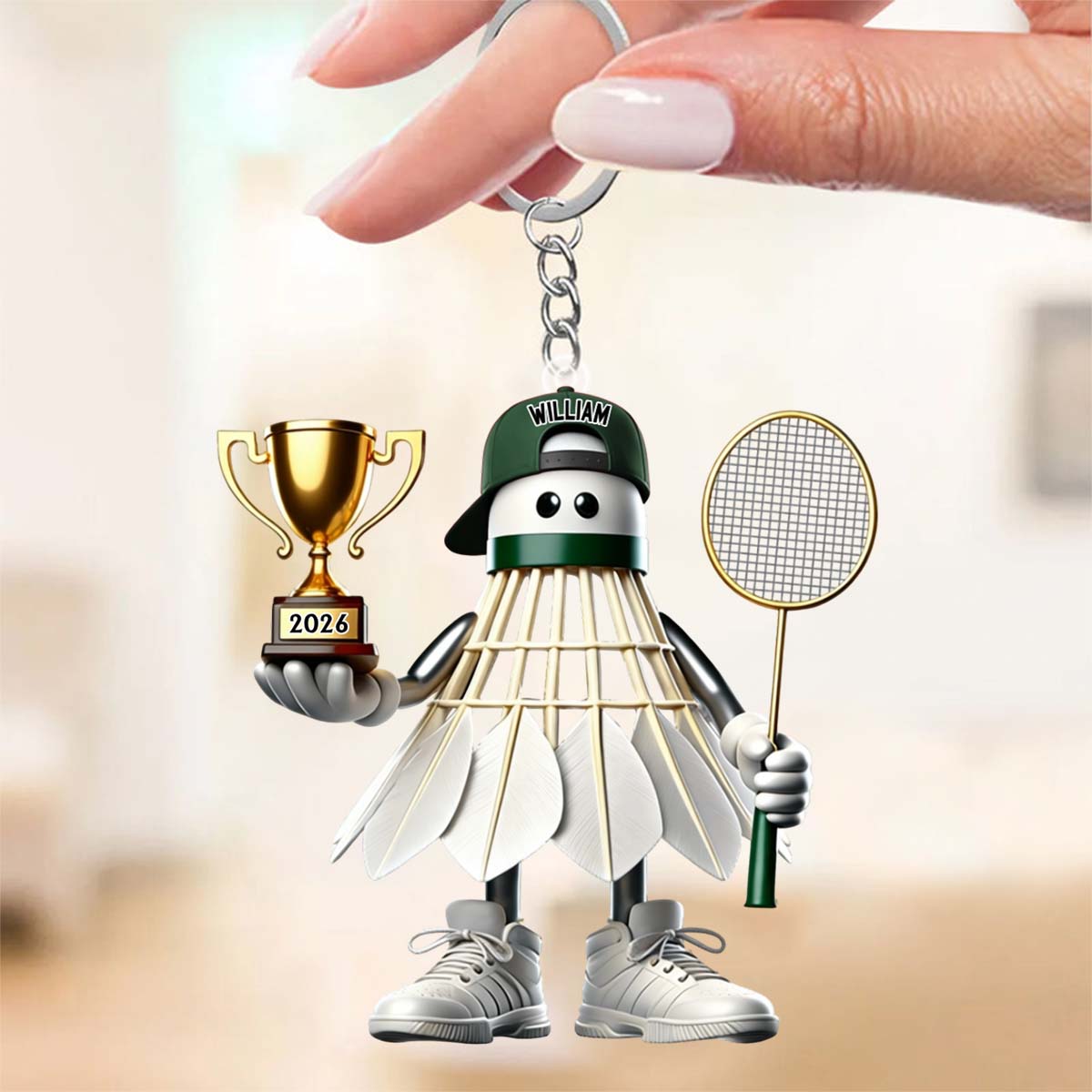 Badminton Lover Gift,Personalized Badminton Acrylic Keychain