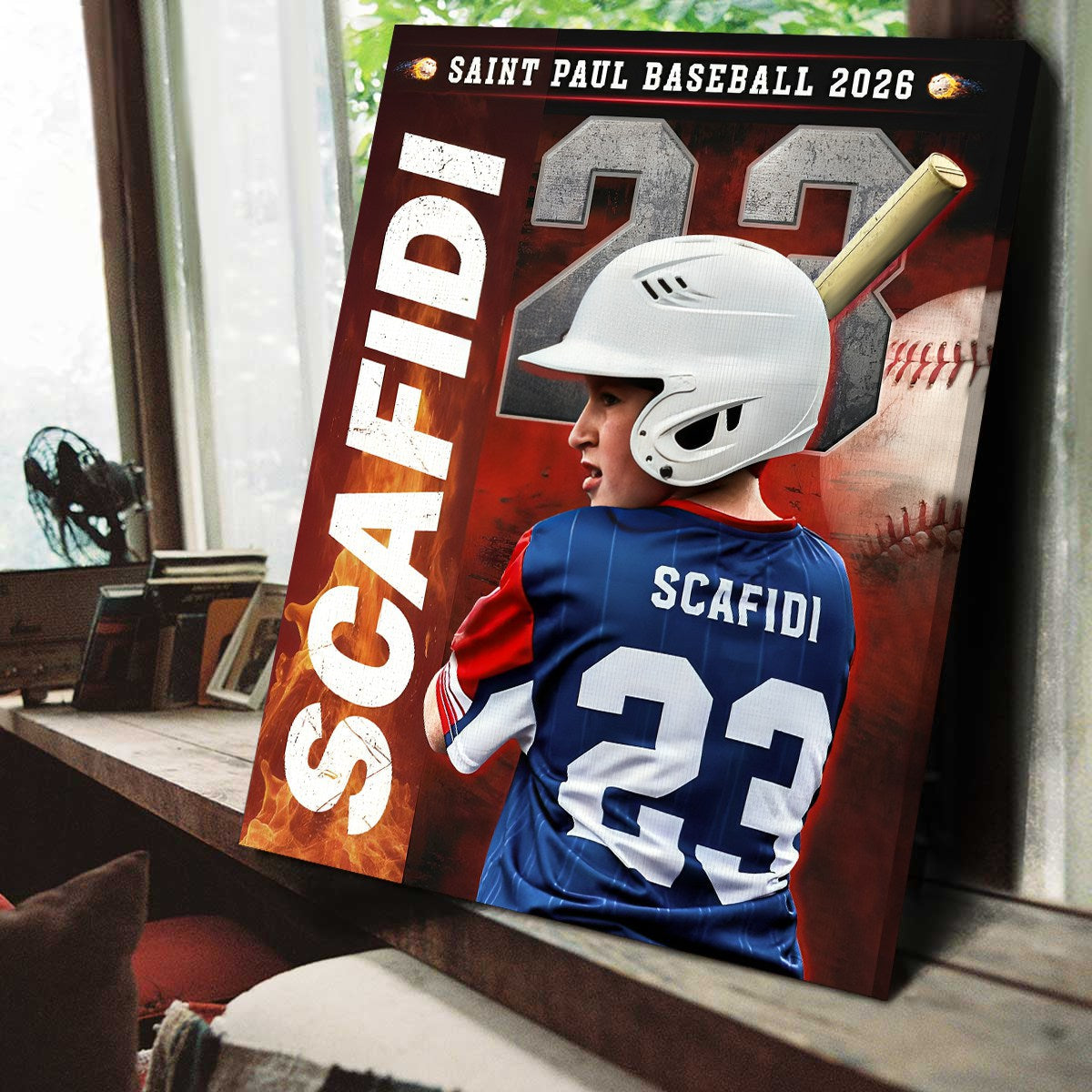 Custom Baseball Senior Portrait Canvas – Personalized Player Photo Name & Number, Gifts For Baseball Players, Senior Night Sports Wall Art