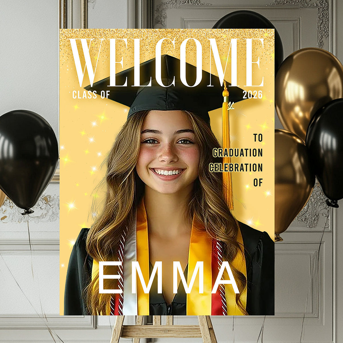 Custom Photo Graduation Welcome Sign - Personalized Magazine Canvas Graduation Gifts