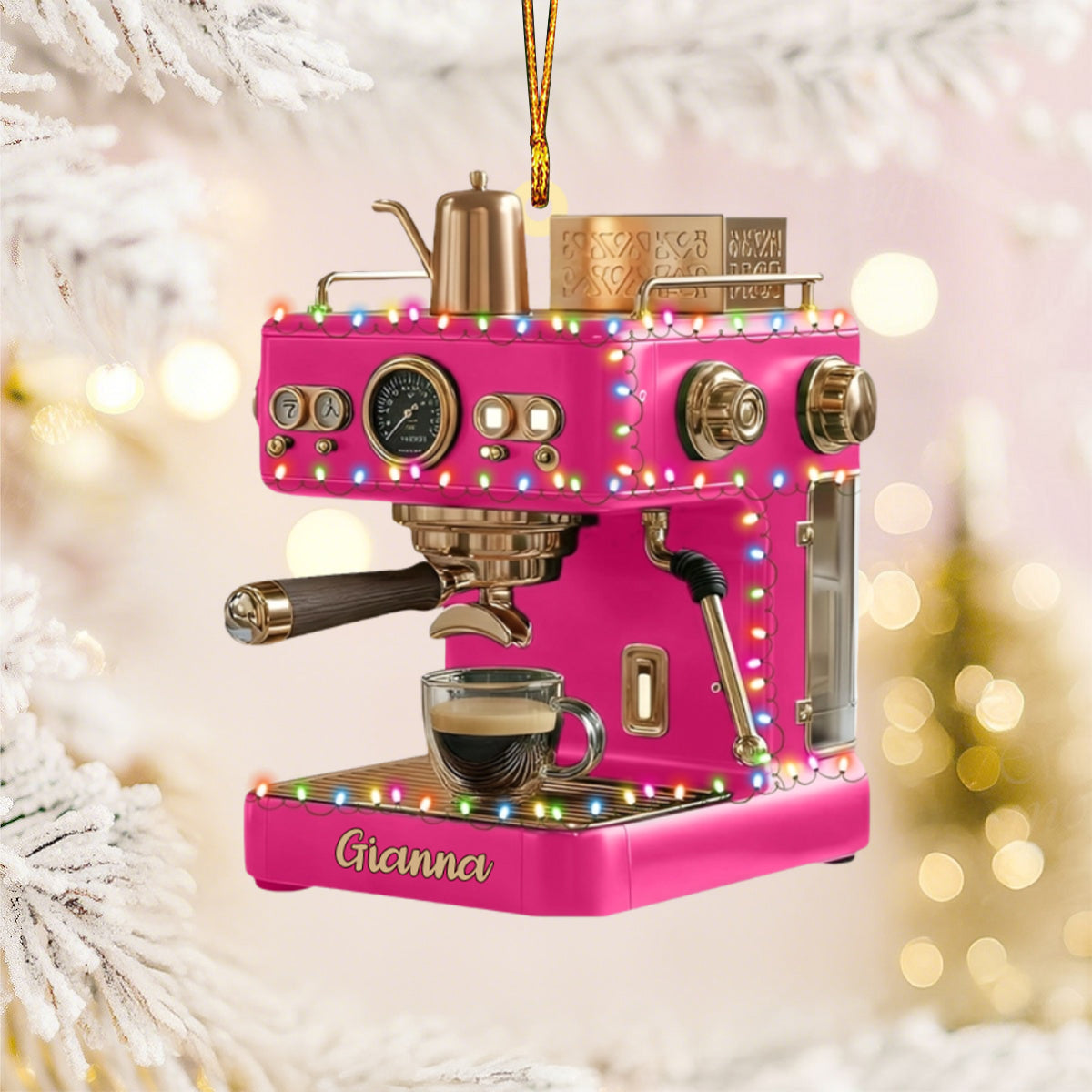 Personalized Espresso Machine Ornament,Mini Coffee Maker Decor