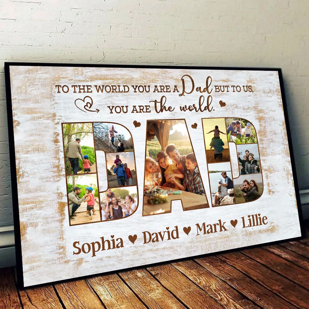 DAD Photo Collage Gift, Personalized Dad Canvas Print, Father’s Day Gift for Husband