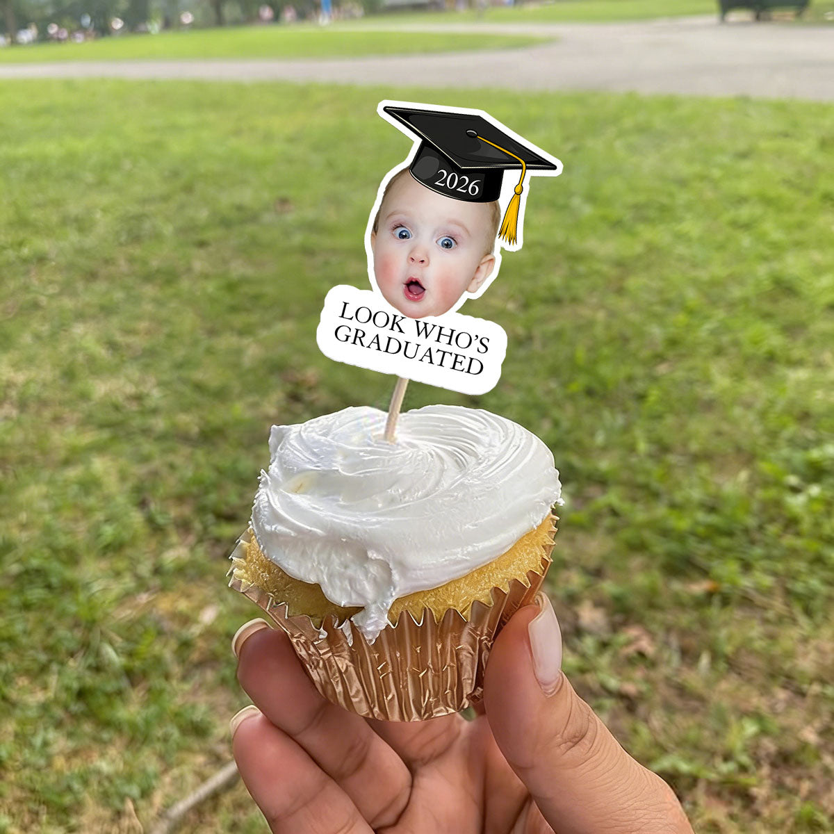 Custom Vintage Childhood Photo Graduation Party Gifts - Personalized Cupcake Toppers
