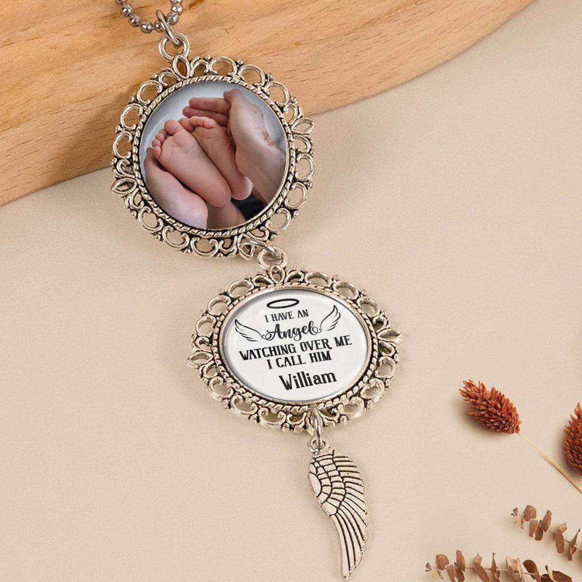 I Have An Angel Watching Over Me - Personalized Baby Photo Car Ornament