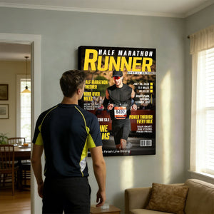 Half Marathon Runner Magazine Cover Poster, Running Milestone Gift, Unique Gifts For Runners