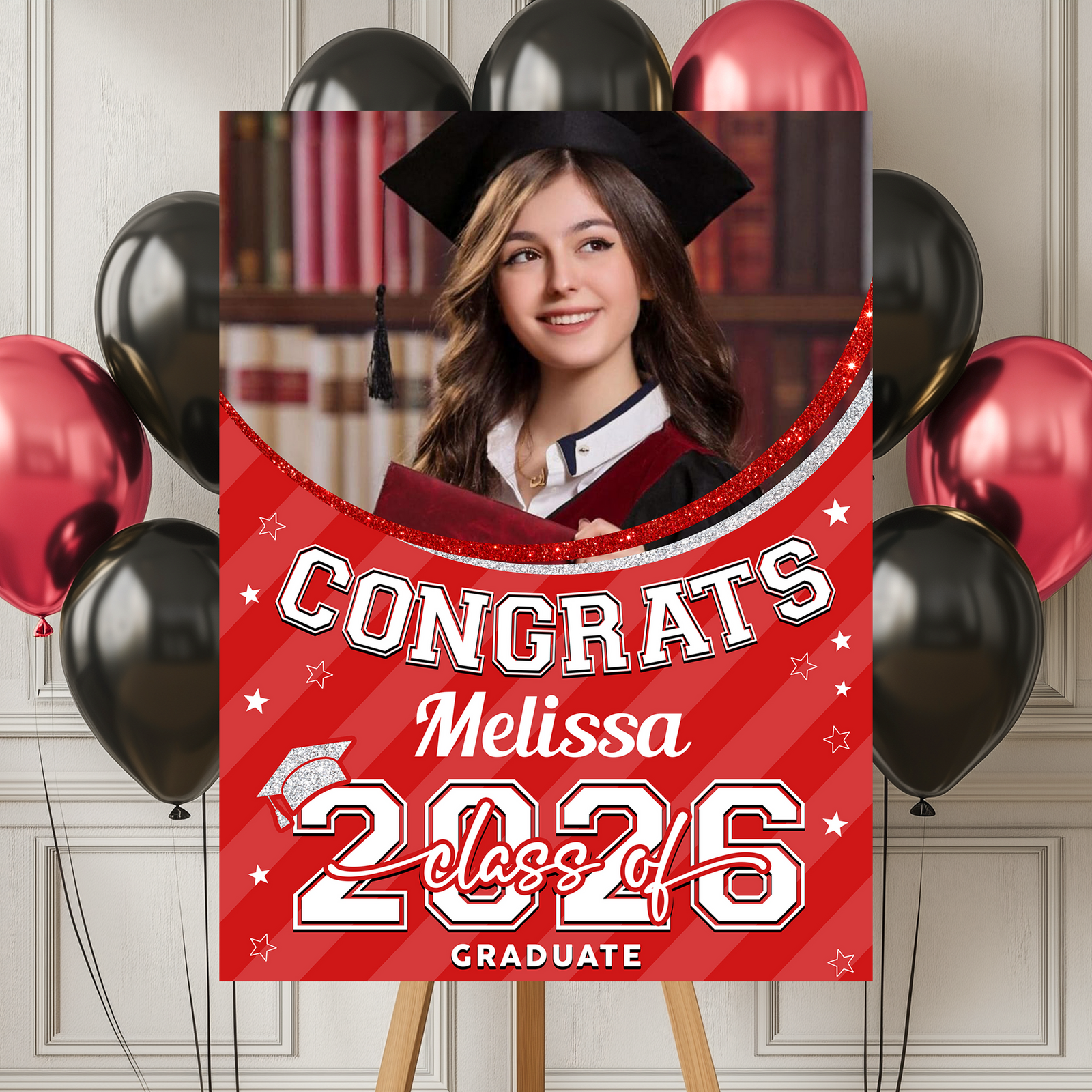 Class Of 2026 Welcome Sign - Personalized Custom Photo Grad Party Sign Canvas