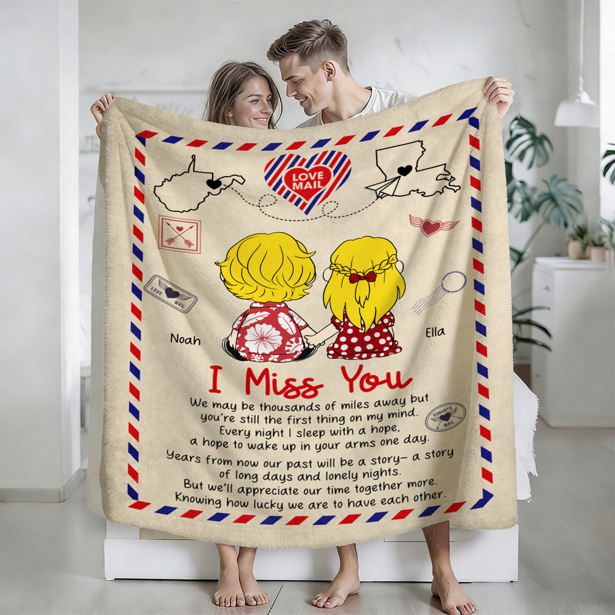 Personalized Love Mail Blanket Unique Valentine's Day Gifts for Couples