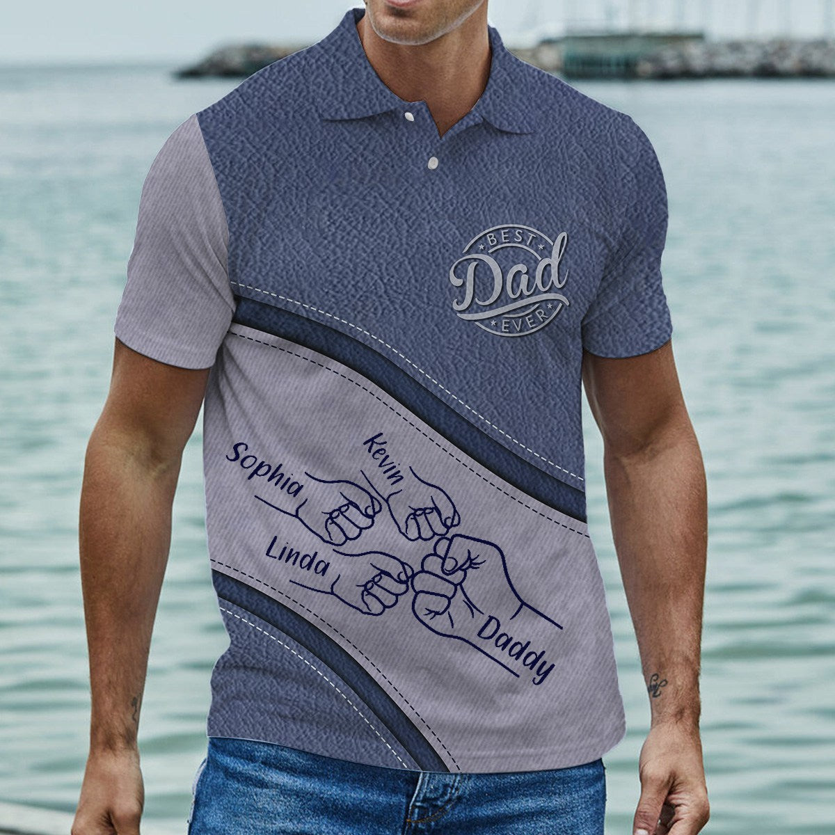 Best Dad Ever Fist Bump - Personalized Father Polo Shirt
