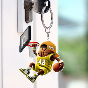 Custom Name Basketball Personalized Acrylic Keychain Basketball Team Gift