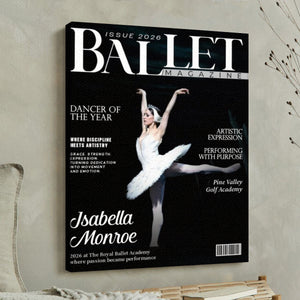 Ballet Dancer Magazine Cover Canvas, Personalized Dance Gift For Ballet Dancers, Elegant Dance Wall Art, Ballet Dancer Gifts