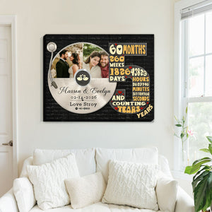 Personalized Record Photo Canvas Poster, Wedding Anniversary Keepsake Gift For Wift, Husband