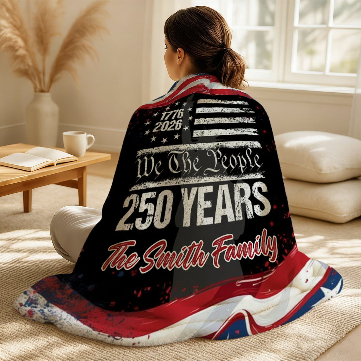 250 Years America 250th Birthday 1776-2026 Personalized Blanket Gift for Family